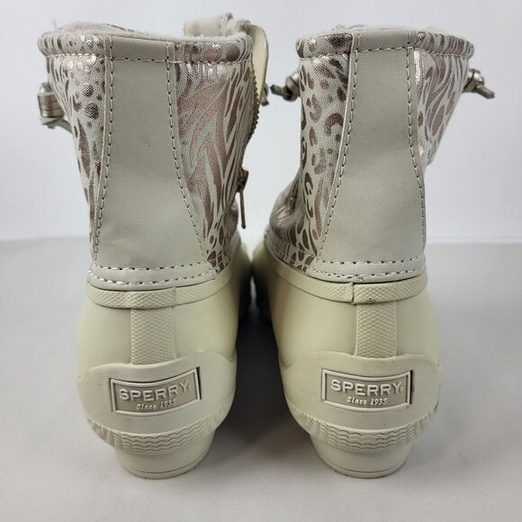 Sperry Top Spider Women's Ivory Metallic Animal Print Waterproof Ankle Boots 7M - Picture 4 of 15